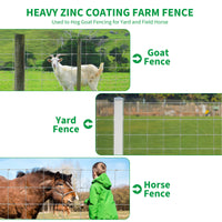 Garvee 4' × 328' Farm Fence, 14-Gauge Heavy Zinc Galvanized Field Wire Fencing with Hinge Knot for Cattle, Goats, Sheep & Deer