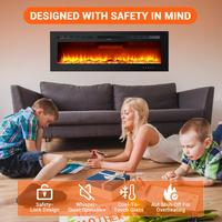 Garvee 68 Inch Electric Fireplace Wall Mounted & Recessed Ultra-Thin 4.2" Linear Heater 750W/1500W 12-Color Flames Log & Crystal Remote Control Living Room