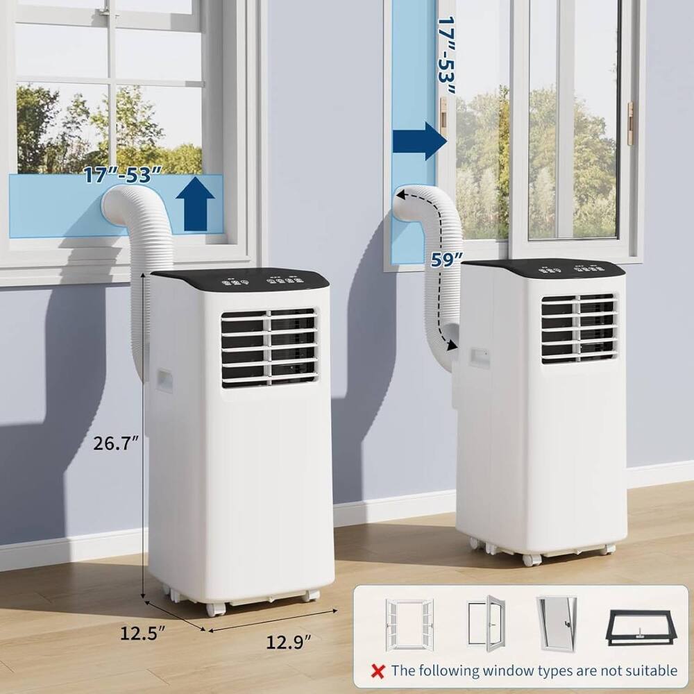 Garvee Portable Air Conditioner - 8,000 BTU, Cools Up to 350 Sq.Ft, 3-In-1 Functionality (Cooling, Dehumidification, Fan), Full-Function Remote Control, Includes Window Kit, White