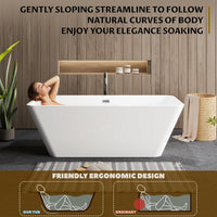 Garvee SZ3 59" Freestanding Bathtub in Streamline Design with Chrome Overflow and Drain, cUPC Certified, White