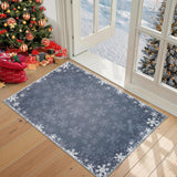 Garvee Christmas Entryway Rug 2x3 Washable Bedroom Rug Small Boho Indoor Throw Rugs Washable Xmas Decorative Area Rug Non-Slip Snowflake Floor Covers Front Door Welcome Doormat for Living Room Bedroom, Grey - Gray