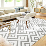 Garvee Runner Rug Carpet Runners 2x6 Entry Rug Washable Non Slip Throw Rugs for Bedroom Contemporary Accent Rug Grey Rug for Living Room Modern Rug Soft Geometric Entryway Indoor Rug 2'x6' Light Grey - Gray