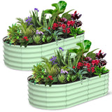 Garvee 2-Pack 6'x3'x1.5' Oval Galvanized Raised Garden Beds - Open Base Metal Planters, Tool-Free Assembly, Large Outdoor Planter Boxes for Vegetables, Green - Green