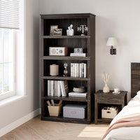 Garvee 5 Tier Bookcase, Farmhouse Book Shelf with Storage Open Display Bookshelves, 67.4" Tall Book Case Wooden 5 Shelf Bookcase Home Decor Furniture for Home Office, Living Room, Bed Room, Oak