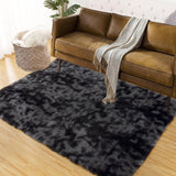 Garvee Fluffy & Sheepskin Black Grey 9x12 Plush Fuzzy Rug, Soft Shag Carpet for Living Room Bedroom Decor - Black Gray