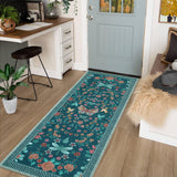 Garvee 2x6 Modern Floral Runner Non-Slip Machine Washable Indoor Rug Dark Green - Dark Green