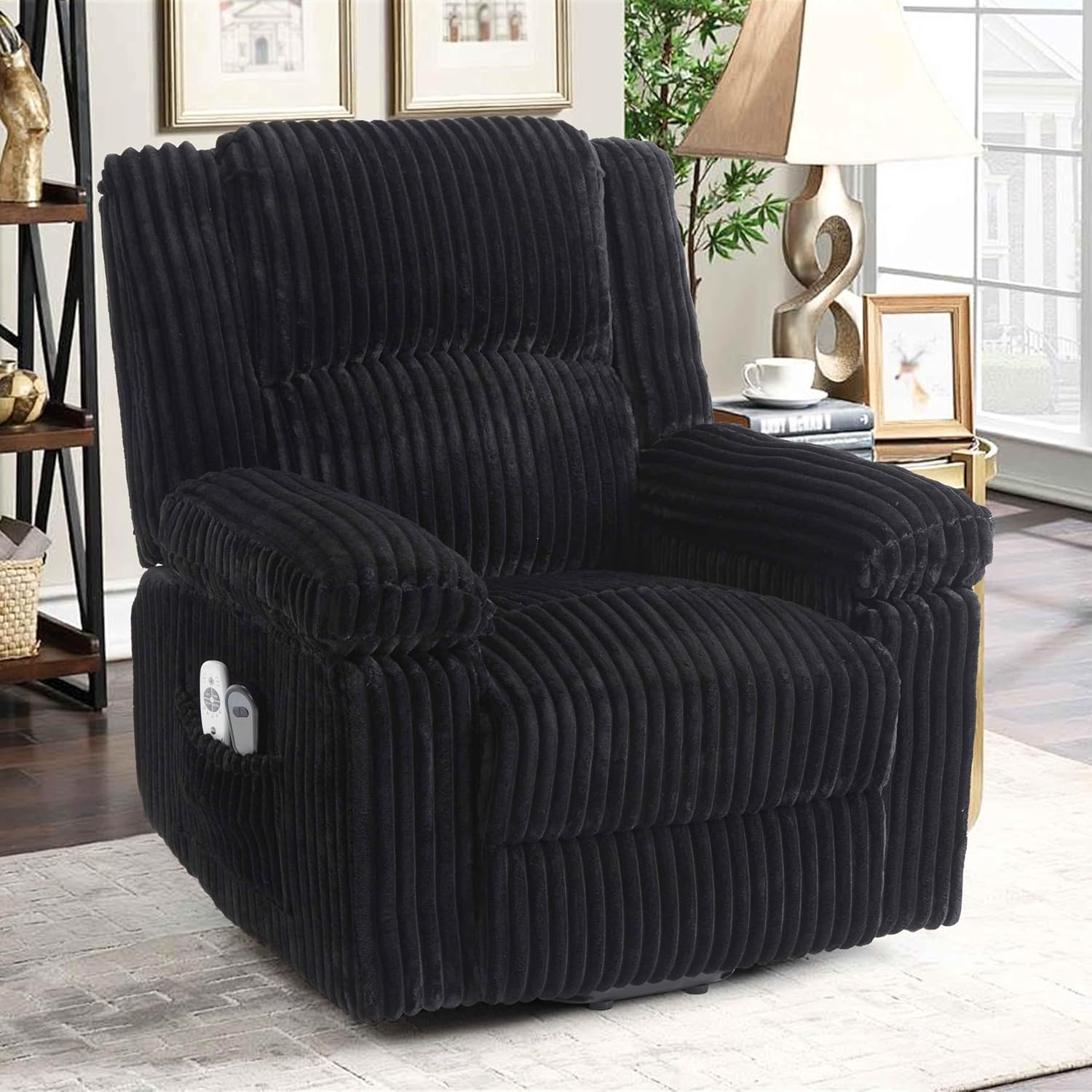 Garvee Power Lift Recliner Chair - Heat and Massage, Electric Lift Plush Recliner with Soft Padded Seat, Back Support & Armrests , Designed for the Elderly and People with Mobility Impaired, Black