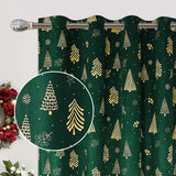 Garvee Christmas Curtains for Living Room 2 Panels, Velvet Long Curtains 95 Inch, Floral Holiday Decoration Curtain, Thermal Insulated Room Darkening Curtains（Green, 52 x 95 Inches, 2 Panels） - Green