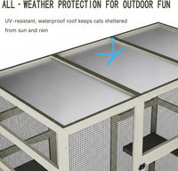 Garvee 70" Large Outdoor Catio Cat Enclosure, Wood Cat Patio with Waterproof UV-Resistant Roof, Cats Shelter with 5 Platforms and 2 Resting Box, and Secure Rust-Proof Wire for Backyard or Patio