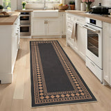 Garvee Modern Black Brown Area Rug 2x6 Soft Low Pile Runner for Bedroom and Hallway, Easy to Clean, Durable Non-Slip - Black & Brown