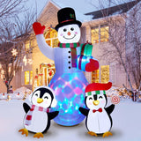 Garvee 8FT Christmas Inflatables Christmas Yard Decorations with LED Lights, Garvee Outdoor Inflatable Christmas Snowman Penguin Xmas Blow Up Decor for Holiday Outdoor Decorations Christmas