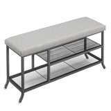 Garvee 2024 New Shoe Bench – 2-Tier Shoe Storage Bench + Cushion Seat + Metal Frame + Adjustable Shelf + Entryway, Bedroom, Living Room - black
