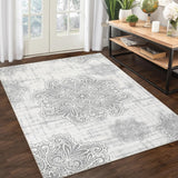 Garvee Area Rug 10x13 Washable Non-Slip Soft Distressed Medallion Rug for Living Room Bedroom Beige/Grey - Beige/Gray