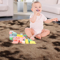 Garvee Fluffy & Sheepskin Brown & Khaki 6x9 Faux Fur Shag Rug, Non-Slip Tie Dye Plush for Bedroom Home Decor Nursery