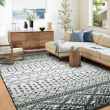 Garvee Area Rugs 5x7 Washable Rugs for Living Room Bohemian Grey Printed Rug Low Pile Bedroom Rug Geometric Distressed Area Rugs Non Slip Throw Rugs for Office Classroom Dining Room, Grey - Gray