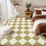 Garvee 6x9 Area Rugs Checkered Non Slip Washable Modern Geometric Large Rug Brown for Living Room Kids Bedroom Dining Room Office, Beige & Tan Checkered - Beige & Tan Checkered