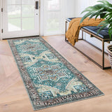 Garvee Washable Runner Rug 2x6 Hallway Washable Vintage Rug Runners Rug Floral Medallion Runner Rugs with Rubber Backing Carpet Runner Thin Rug for Bathroom Kitchen Living Room - Green