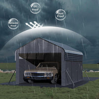 Garvee 10' X 15' Enclosed Metal Carport, Steel Heavy Duty Carport for All-Weather, Permanent Shelter for Cars, Motorcycles, ATV, or Boats, N.W. 660 Lbs