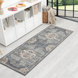 Garvee Runner Rug 2x6 Vintage Hallway Area Rug Medallion Washable Living Room Non Slip Bedroom Rug Low Pile Thin Rug Accent Throw Rug Distressed Rug for Kitchen Bathroom, Grey/Blue/Green - Gray Blue