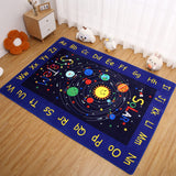 Garvee Kids Rugs 8x10 Non Slip Outer Space for Playroom Large Throw Carpet for Children Bedroom Kids Playmat Solar System Play Rug for Kids Bedroom Nursery Playroom Classroom - Navy Blue(Deep Letter Starry Sky)