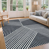 Garvee Black and White Area Rug 8x10 Washable Soft Non Slip Minimalistic Geometric Carpet for Living Room Bedroom Dining Room Apartment - Black