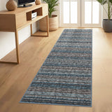 Garvee Modern Runners for Hallways 2x6 Washable Hall Carpet Runner Printed Braid Kitchen Rug Non-Slip Entryway Runner Rugs Striped Floor Runners for Indoor Hallway Bedroom Kitchen, Blue - Blue