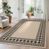 Garvee Indoor Room Decor Washable Low Pile Non Slip Foldable Area Rug for Living Room Bedroom Office 5x7 ft - Jute