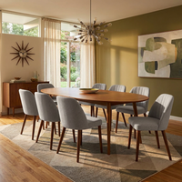 Garvee Set of 8 Mid-Century Modern Fabric Upholstered Dining Chairs with Padded and Solid Wood Legs, Grey