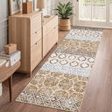 Garvee Soft High-Density Washed Back Carpet With Plain Brocade Pattern For Living Room Or Bedroom, Foldable, Polyester Velvet, Elegant Beige - Taupe