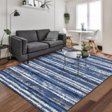 Garvee Large Area Rug 9X12 Abstract Area Rug Washable Rug Thin Living Room Rug Modern Indoor Carpet Soft Low Pile Rug Reversible Bedroom Rug for Nursery Room Dining Room, Navy - Blue