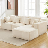 Garvee 108" Modular Sectional Sofa Cloud-Like L-Shaped Couch with Chaise Lounge Convertible Compression Sleeper No Assembly Required Corduroy Fabric for Living Room Bedroom Apartment