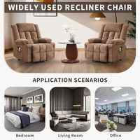 Garvee Oversized Power Lift Recliner Chair with Massage and Heat for Elderly Adults, Overstuffed Wide Lazy Boy Single Sofa Seat with Side Pockets, Cup Holders, USB Charging, Remote Control, Brown