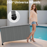 Garvee 150 Gallon Rattan Deck Box with Wheels, Built-In Handles Patio Storage Box for Storage With Wheels, Rattan Waterproof Outdoor Bins for Cushions, Patio Furniture, Garden Tools