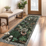 Garvee Indoor Vintage Room Decor Rugs Washable Low Pile Carpet Non Slip Foldable Floor Mat for Living Room Bedroom Office 2x6ft Black - Black