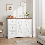 Garvee Buffet Cabinet with Storage, Farmhouse Kitchen Cabinet with 3 Drawers and 2 Doors, Storage Cabinet for Kitchen, Dining Living Room, White