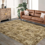 Garvee Area Rugs Vintage Oriental Printed Distressed Design Brown 10x13Ft Indoor Living Room Bedroom Non Slip Soft Carpet - Brown