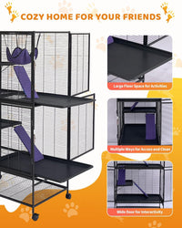 Garvee Metal Cat Cage 64 Inch Tall Multi-Level Ferret Cage for Small Animals Indoor Outdoor Playpen with Hammock Detachable Metal Wire Kennel for Cats Chinchilla Rabbit Guinea Pigs