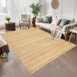 Garvee Modern Natural 5x7 Washable Rug for Bedroom Living Room Low Pile Rug Braided Print Accent Rug Non Shedding Stain Resistant Indoor Throw Carpet Neutral Area Rug for Dining Room Office - Natural