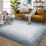 Garvee Modern Ombre Area Rug 5x7 Machine Washable Contemporary Border Gradient Carpet Rug Stain Resistant Non-Slip Accent Rug Coffee Table Rug Farmhouse Dining Office Bedroom Decor, Grey - Gray