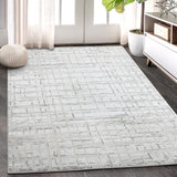 Garvee Area Rug 4x6, Modern Abstract Plaid Rugs, Non-Slip Jute Backing, Home Decor Carpet, Ideal for Bedroom Living Room, Beige, Rectangular - Tan & Ivory
