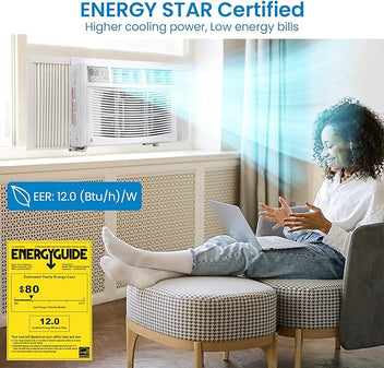 Garvee 10000 BTU Window Air Conditione , Window ac Air Units U Shaped Cools Up to 450 sq. ft., Open Window Flexibility, 6 Modes, Sleep Mode, Ultra Quiet, Energy Efficient, Window AC for Home
