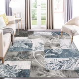 Garvee Area Rug 5x7 Abstract Modern Geometric Rug Machine Washable Area Rug Non Slip Non Shedding Distressed Throw Rug Low Pile Indoor Carpet for Bedroom Living Room, Blue Grey - Blue Gray