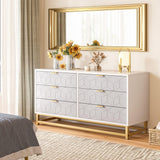 Garvee Grey 6 Drawer Dresser for Bedroom, Wood Chest of Drawers with Metal Legs, Modern Storage Dresser Chest Cabinet Organizer, Large Dresser for Living Room, Hallway, Closet - Grey