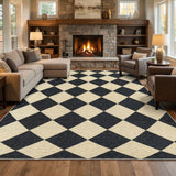 Garvee Area Rugs 8x10 Checkered Large Washable Rug Soft Non Slip Backing Black for Living Room Bedroom Dining Room, Black & Coffee - Black & Coffee