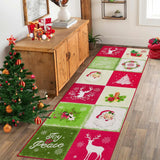 Garvee 2x8 Rug Runner Washable Rugs Red Christmas Home Decor Snowflake Entry Mat Kitchen Mat Non Slip Carpet Bathroom Rugs Small Rug for Hallway Laundry, 2'x8' Red/Green/Cream - Red/Green/Cream