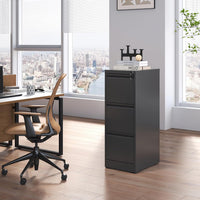 Garvee 3-Drawer File Cabinet with Lock, Heavy Duty Vertical Filing Cabinets for Home Office, Secure Locking Metal Steel Storage Cabinet for Letter/Legal Size File, Assembly Required, Black