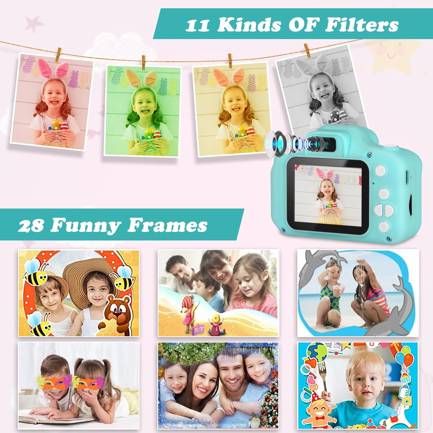 Garvee Kids Digital Video Camera 8MP HD Rechargeable Shockproof Green Toddler Camcorder for Creative Play