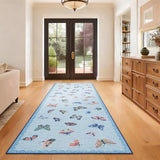 Garvee Area Rug 2x6 Light Blue, No Slip Washable Butterfly Pattern, Low-Pile Design for Living Room Bedroom Dining Room - Light Blue