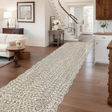 Garvee Imitation Braided Collection-Print Long Hallway Runners Beige Gray 2x10 Washable Area Rug, Farmhouse Rustic Bordered Rug, Non Slip Soft Low Pile Indoor Carpet, Entryways Laundry Room - Beige Gray