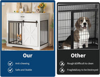 Garvee 37.8"W Dog Crate Furniture for Small/Medium Dogs, 2-in-1 Iron-Wood Fusion Dog Cage Indoor As Side End Table, Farmhouse Dogs Kennel with Sliding Barn Doors & Storage Drawer, White